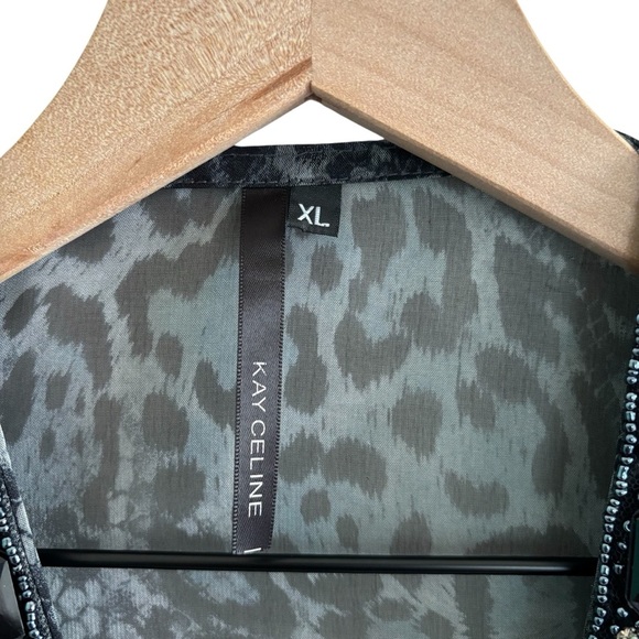 Embellished Animal Print Sheer Tunic Top Women’s Size XL Boho Peasant Dressy - Picture 8 of 16